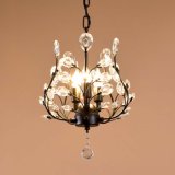 America Style 3-Ights Kitchen Mini Metal Crystal Chandelier Light in Clear Crystal for Dining Room, Dia32cm H44cm