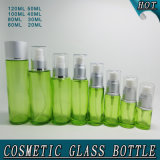 Green Glass Airless Pump Bottle Screen Printing