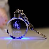 Fashion 3D Laser Crystal Glass LED Key Ring
