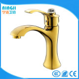 Golden Color with Crystal Single Handle Basin Faucet Mixer