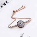 Wholesale Gold Jewelry Rhinestone Evil Eye Adjustable Magnetic Copper Bracelet