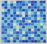 Hotel Pool Used Classical Mosaic Tile Ocean Blue Mixed Melt Glass Mesh