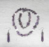 Semi Precious Stone Natural Crystal Amethyst Charming Necklace Jewelry Sets
