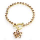 Flower Charm 18K Gold Custom Crystal Fashion Jewellery Charm Bracelet