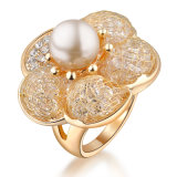 Fashion Jewelry with Pearl 18K Gold Color Ring for Women