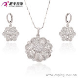 Fashion Luxury Flower -Shaped CZ Crystal Rhodium Jewelry Set for Wedding 63272