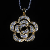 Beautiful Flower Shape Cubic Zirconia Fashion Silver Necklace Jewelry