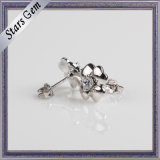 925 Sterling Silver Flower Shape Earring Stud Jewelry