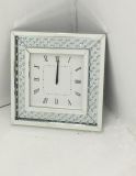 Castleton Home Winston Floating Crystals Bevelled Mirror Glass Square Wall Clock