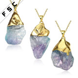 Wholesale Birthstone Quartz Crystal Pendant Necklace with Gold Plated Chain