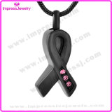 Cremation Urn Necklace Black Ribbon Pendant with Crystals Ijd8656