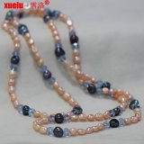Wholesale Fashion Natural Pink Baroque Pearl Necklace Jewelry with Crystal