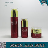 Red Color Spraying Cosmetic Glass Bottles and Cosmetic Glass Jars with Acrylic Lids