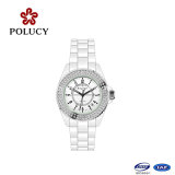 Fashion Ceramic Watch with Slim Stones Sapphire Crystal 3ATM Waterproof