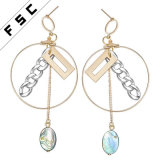 Fashion Design Round Shape Gemstone Diamond Drop Earrings