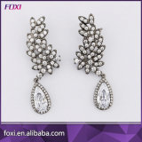 Extra Long Stud Earring with Black CZ Pave Setting