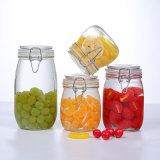 Glass Storage Jar Big Bottle with Snap Knot and Crystal Lids