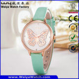 Leather Strap Alloy Case Quartz Lady Crystal Watch for Couple (WY-130D)