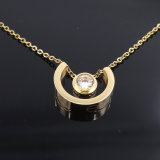 Diamond Fashion Jewelry Women Stainless Steel Gold Necklace