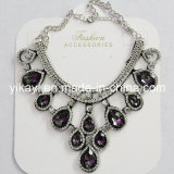 Lady Fashion Jewelry Grey Waterdrop Glass Crystal Pendant Necklace (JE0211-grey)
