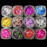 Colorful Round 3D Nail Glitter, Mixed Size Glitter Flakes