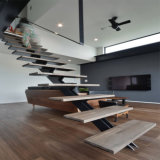 Indoor Wooden and Steel Straight Staircase Design