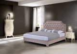 Leisure Luxury Furniture Crystal Tufted Headboard Leather Bed