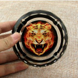 New Arrival Woman Exclusive Product Animal Fur Texture Tiger Stripes 10cm Round K9 Artificial Crystal Ashtray