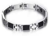 Fashion Men Hematite Magnetic Bracelet Stainless Steel Chain with Zircon Stone Wholesale
