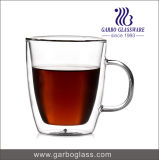 13oz Double Wall Glass Mug for Hot Coffee and Tea Drinking for Home Using GB510020370