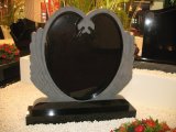 Shanxi Black Granite European Design Carving Tombstone with Headstone Vase and Headstone Base