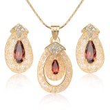 Crystal Ruby High Quality Fashion Gold Jewelry Set