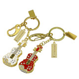 Crystal Flash Drives Memory Cute Violin Keychain Instrument Model