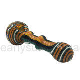 Glass Hand Pipe with Brown Frit Inner Twist Spoon (ES-HP-476)