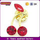 Wholesale Rhinestoned Cherry Shape Gold Lapel Pin