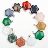 Gemstone Mixed Color Agate Crystal Natural Stone Flower Pendants