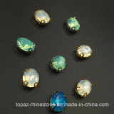 Hot Selling Flat Back Green Rhinestone Claw Sewing on Oval Fancy Crystal Glass Stone for Jewelry Accessories Costume