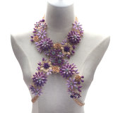 2017 New Design Rhinstone Crystal Full Flower Body Chain Jewelry for Women