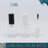 12ml Custom Nail Polish Glass Bottle with Black and White Brush Cap