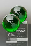 Green Frosted Crystal Globe Award (#3533A, #3438)