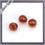 Garnet Red Color Faceted Cut Round Glass Beads