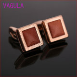 Square Red Sand Crystal Rose Gold Plating Copper Cufflinks L52304