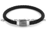 Black Leather Bracelets with Magnetic Clasps