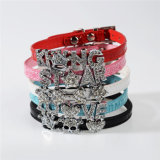 PU Leather Personalize Crystal Slide Letters Dog Collars