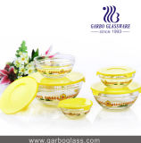 5PCS Glass Bowi Set with Yellow Duck Printing Design