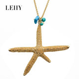 Synthetic Stone and Alloy Casting Multi-Pendant Necklace Gold Tone