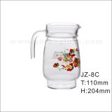 1.4L Printing Logo Glass Pitcher with Flower Decal with High Quality (JZ-8C)