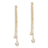 Simple Style Chandelier Crystal Drop Gold Earrings