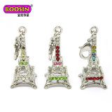 Fashion Silver Eiffel Tower Crystal Pendant Jewelry Charm for Necklace