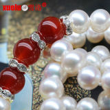 Simple Design Chinese Fresh Water Pearl Necklace with Agate